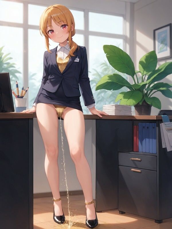 【おしっこxぱんつ＃45a】タイトスカートっぽいのをはいたかわいい女の子がパンツをはいたままおしっこをおもらししている画像集1 - サンプル画像 5
