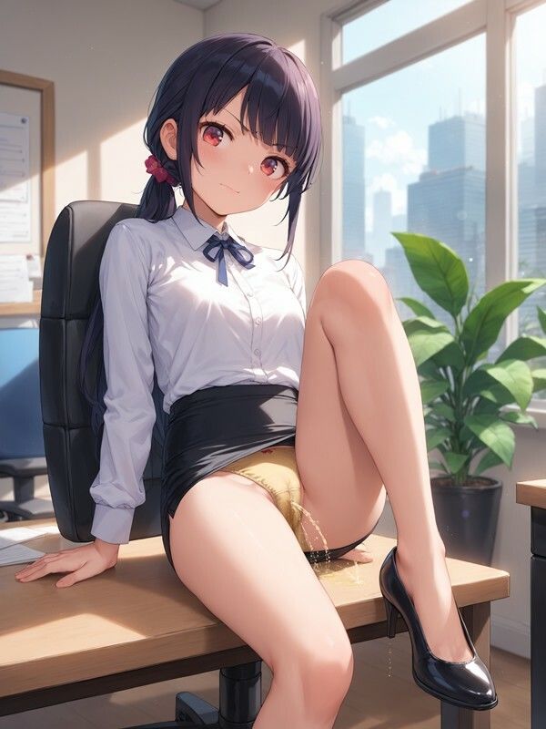 【おしっこxぱんつ＃45a】タイトスカートっぽいのをはいたかわいい女の子がパンツをはいたままおしっこをおもらししている画像集1 - サンプル画像 9