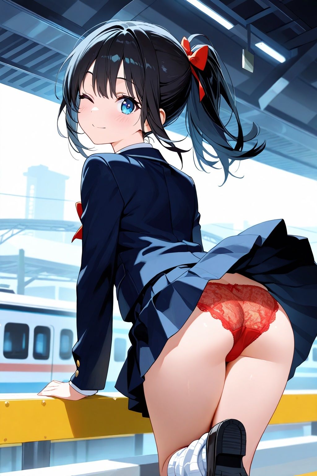 突風パンチラ  風ちらルーズソックスJK - サンプル画像 6