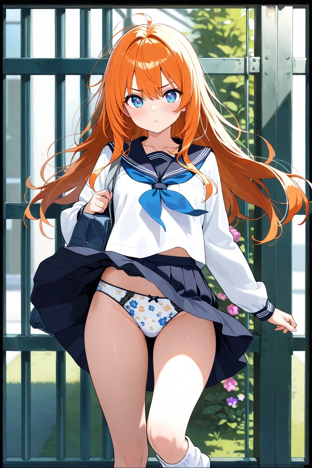突風パンチラ  風ちらルーズソックスJK - サンプル画像 8