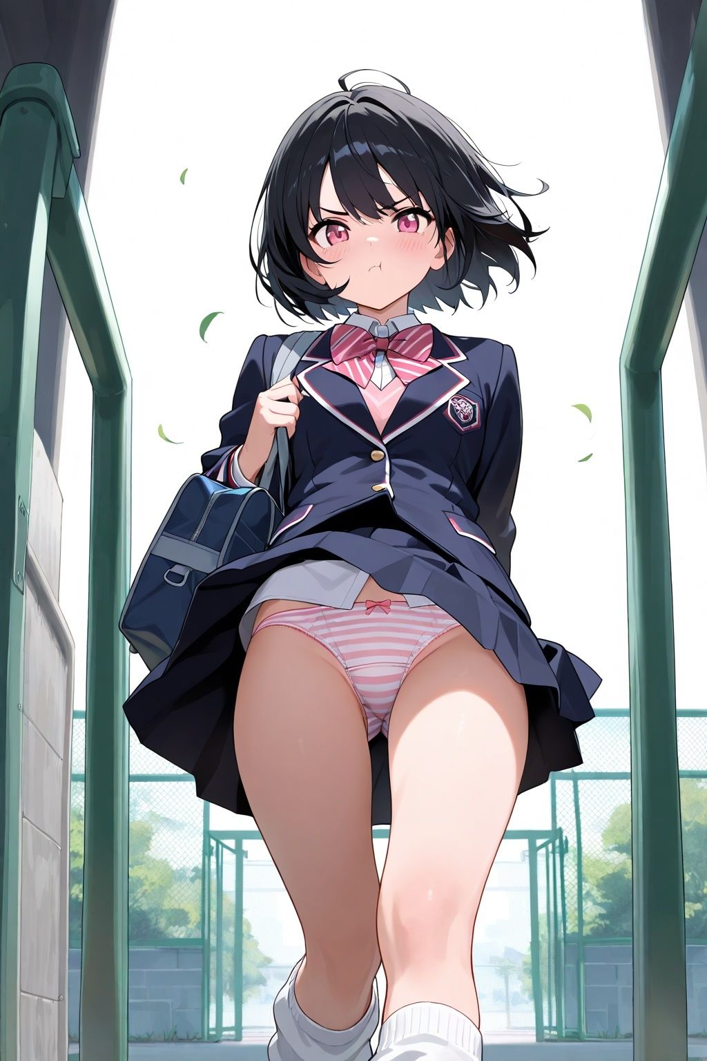 突風パンチラ  風ちらルーズソックスJK - サンプル画像 10