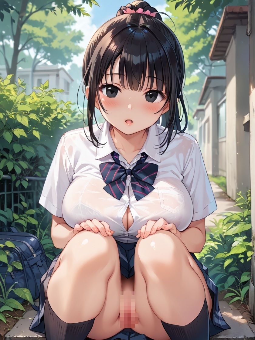 ポニーテール女子校生は野外SEXにハマる - サンプル画像 1