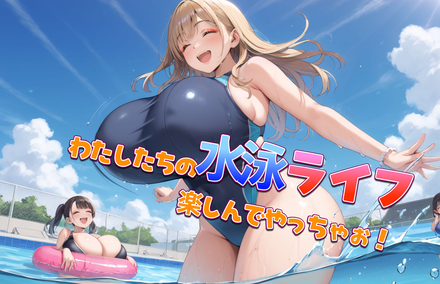 爆乳ギャル！！スク水ハーレム-水泳部に入ったらビッチたちがやりたい放題だった件 - サンプル画像 5