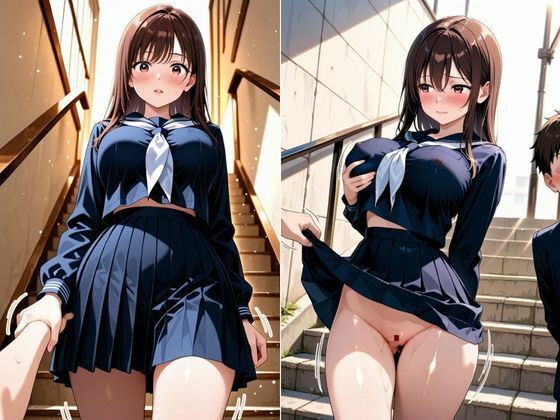 そんなに見たいの？ 制服の中、湿った誘惑── 〜ノーパンパンストとパンチラ、恥じらいの奥まで〜【縦長500枚】 - サンプル画像 4