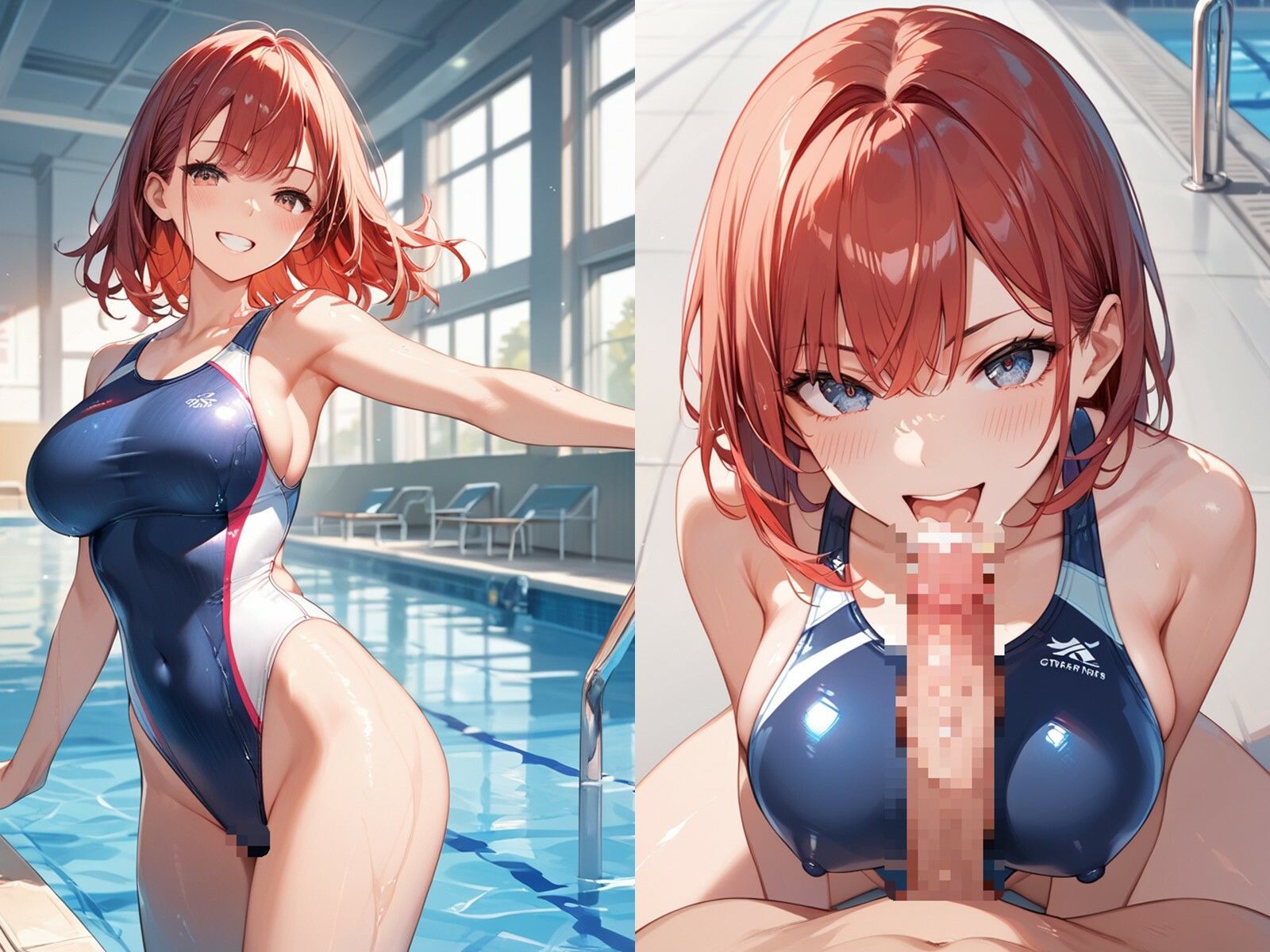 【精子泳がせて♪】赤髪水泳部のおまんこオシゴト - サンプル画像 1