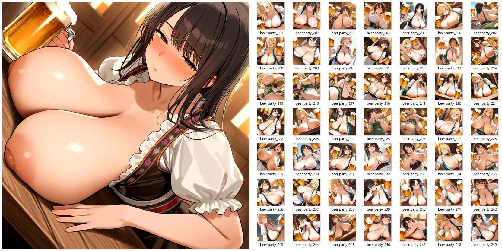 女の子がおっぱいを放り出してビール祭りを楽しむだけのCG集 - サンプル画像 5