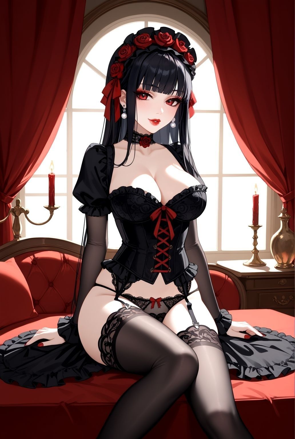 漆黒の館で戯れる巨乳ゴスロリたち 〜秘めたる悦び〜 - サンプル画像 2