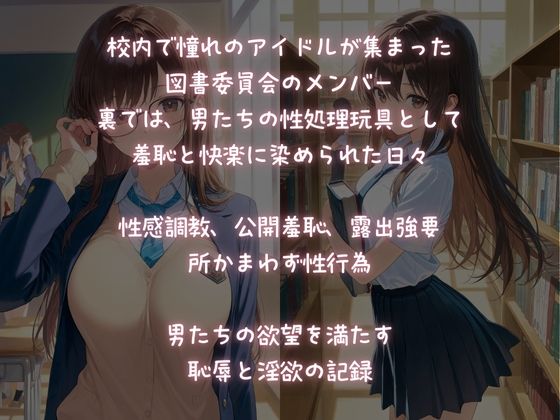 学園のアイドル揃いの図書委員を、性処理玩具オナホール調教！ - サンプル画像 1