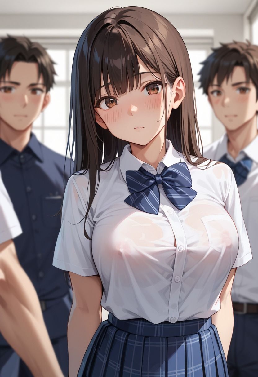 爆乳のスク水女子校生に孕ませ生セックス - サンプル画像 1