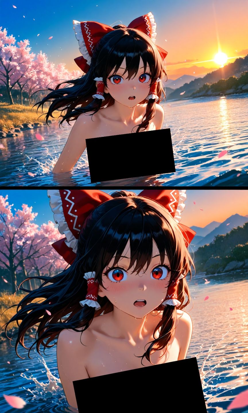 魔理沙は霊夢のえっちな写真を撮りたいようです。vol.54〜春の砂嵐の夕方の川編〜 - サンプル画像 6