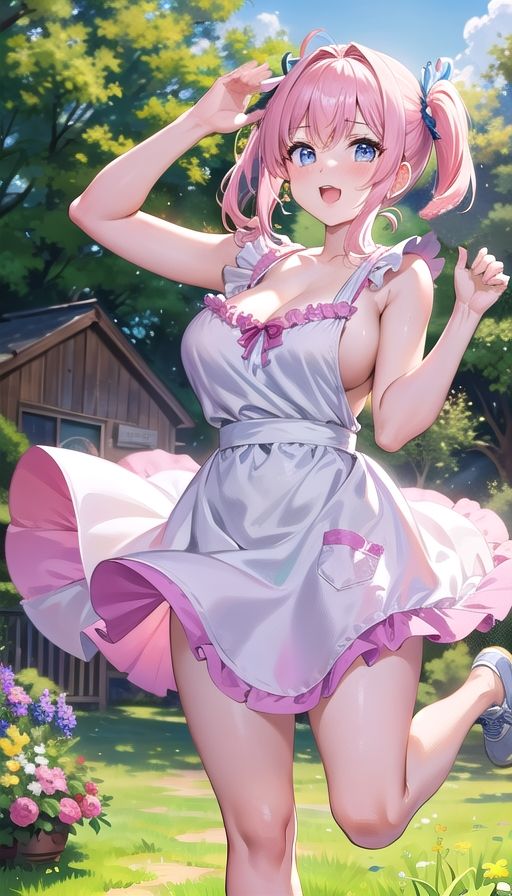 桃色髪巨乳娘家政婦 - サンプル画像 3