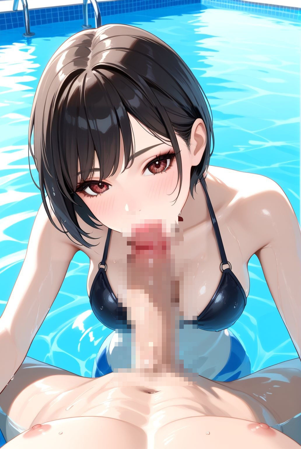 プールに濡れる巨乳モデルの誘惑 - サンプル画像 6