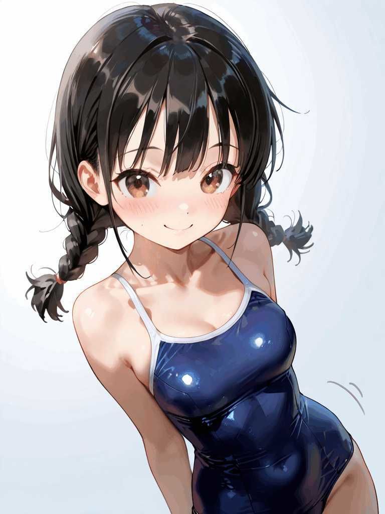 おさげ少女toスクール水着 B - サンプル画像 1