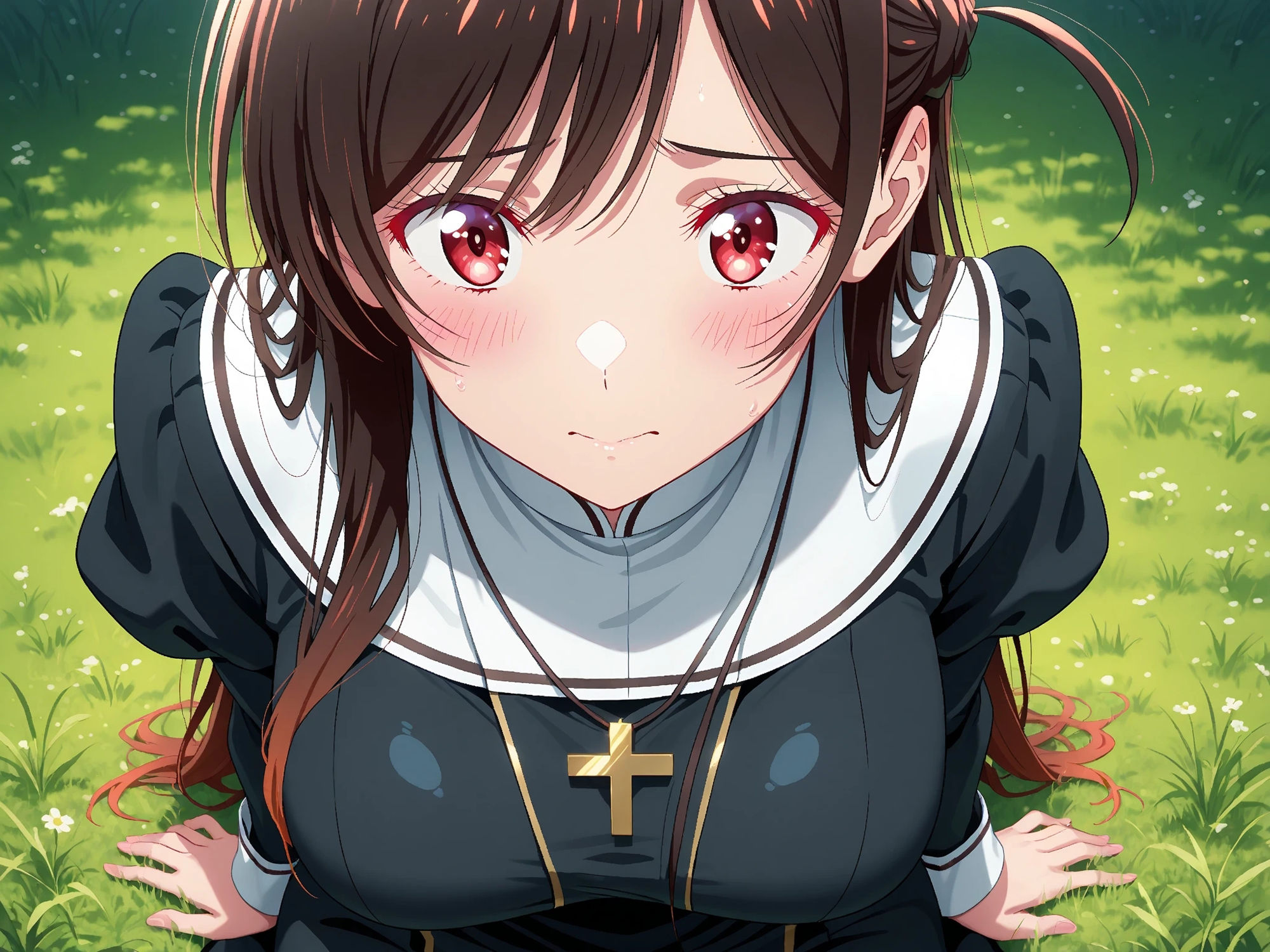 【発情ヒロイン】彼女、お借りし●す  水原●鶴  シスター服編 - サンプル画像 1