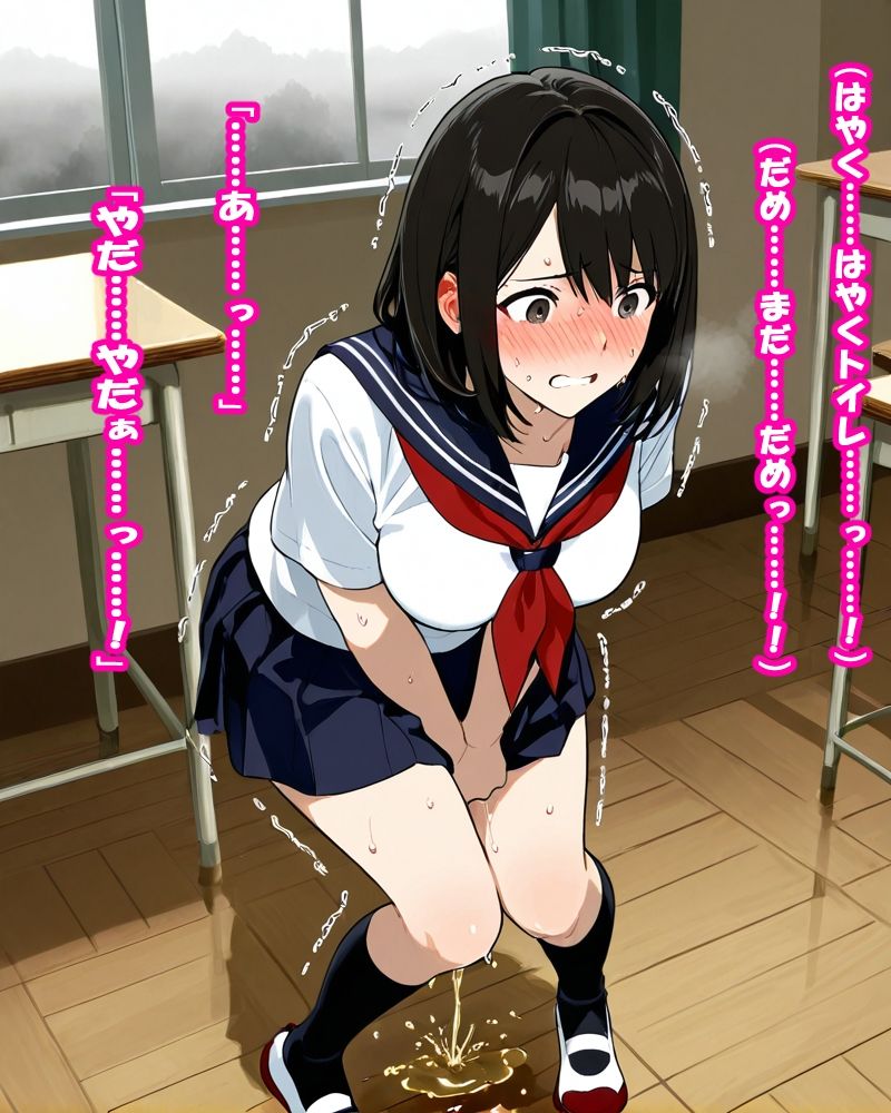 「JK羞恥おもらし図鑑」〜見られながら、泣きながら、こぼれちゃう。〜【セリフ付きイラスト集】 - サンプル画像 2