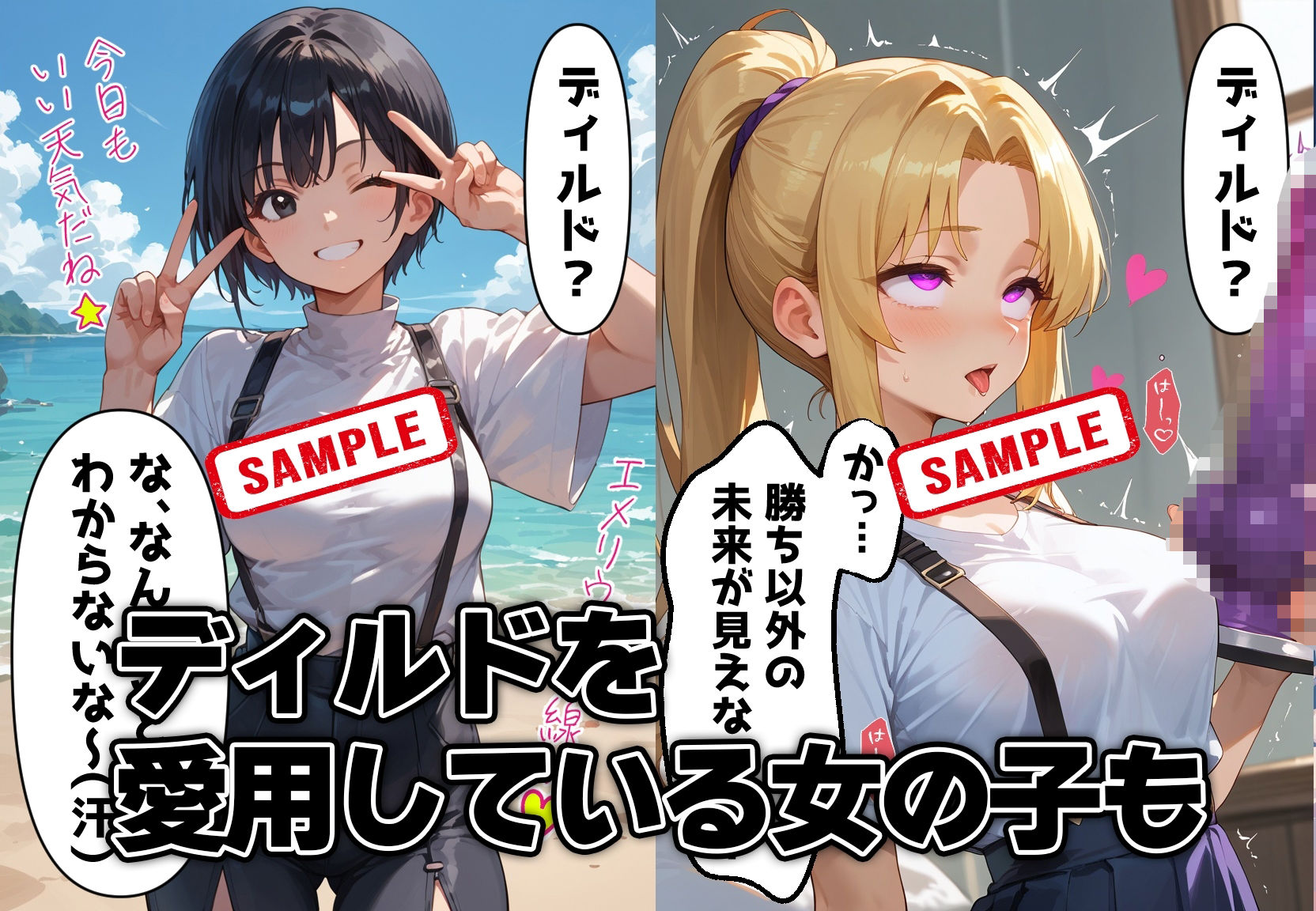 ディルドオナニーでイキまくる女の子たち - サンプル画像 2