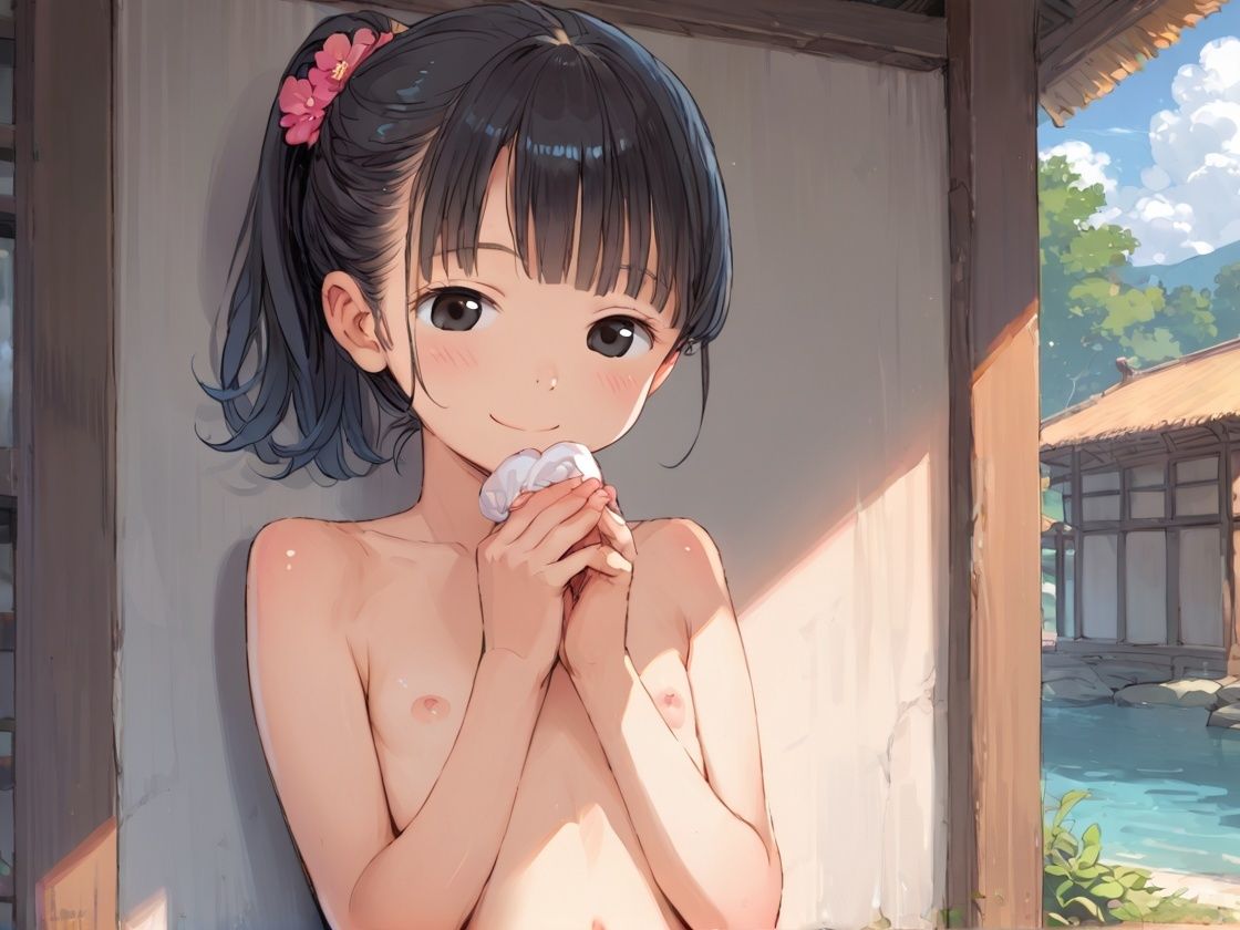 つるぺた少女が放課後帰り道でおっぱい丸出し立ちんぼごっこ - サンプル画像 2