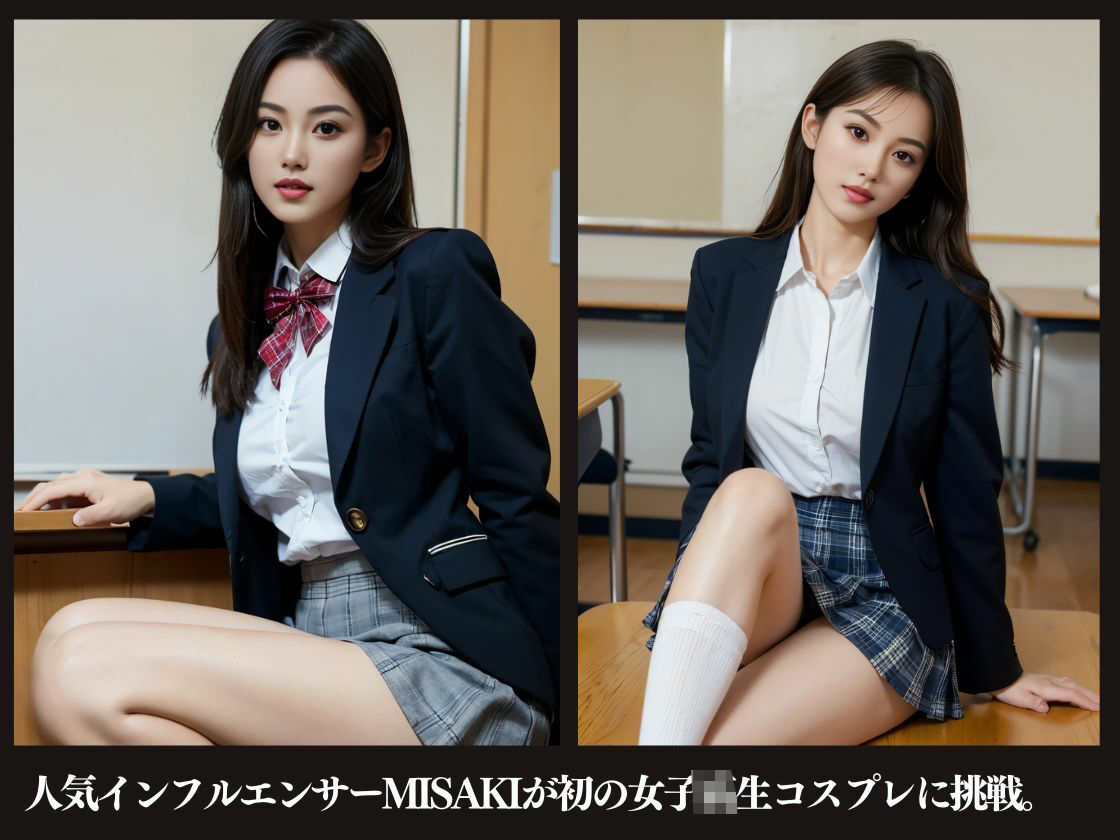 MISAKIがJKコスプレに挑戦してみたら… - サンプル画像 1