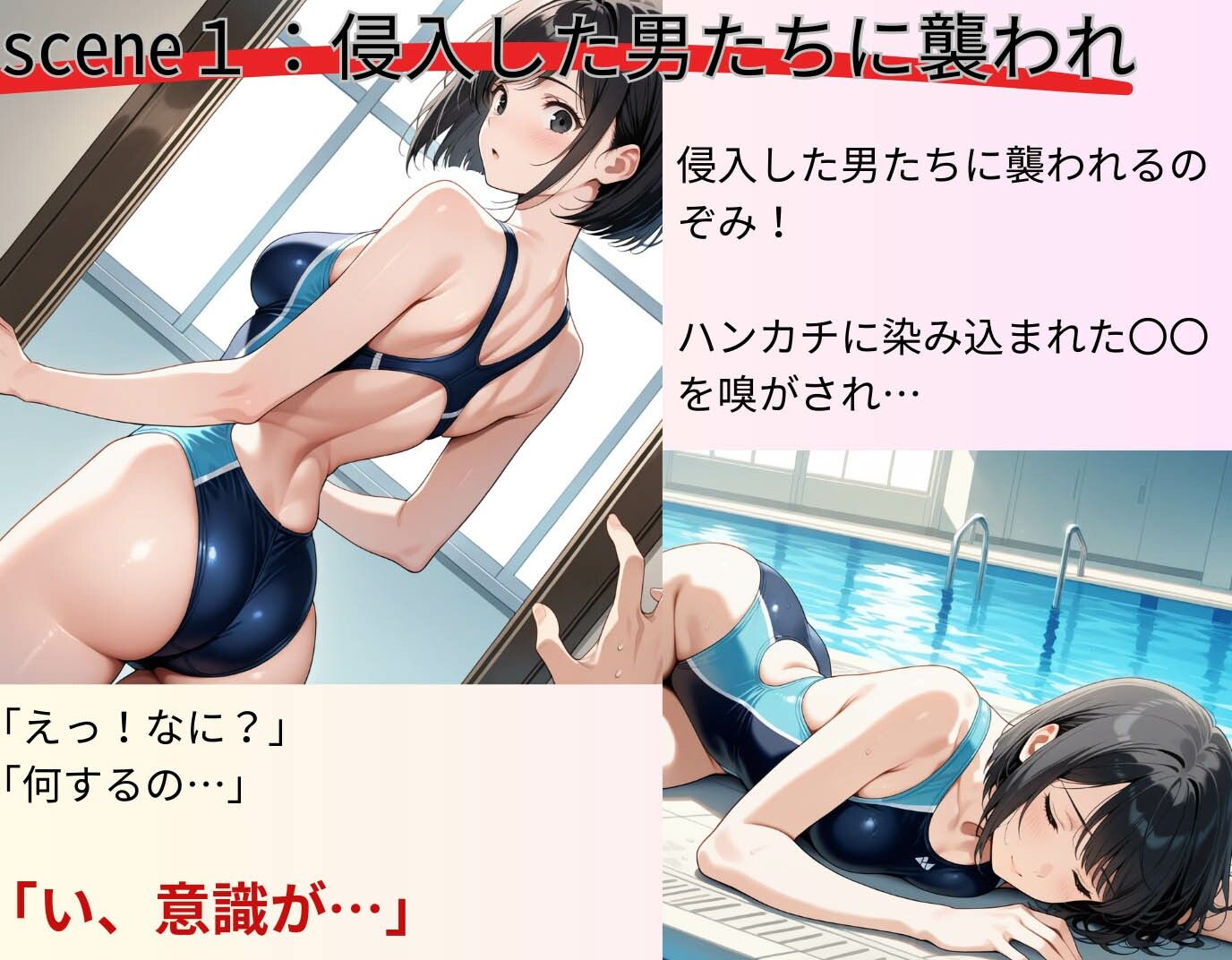 Dカップ美少女の競泳水着！侵入者に〇われ、快楽堕ちした一部始終 - サンプル画像 3