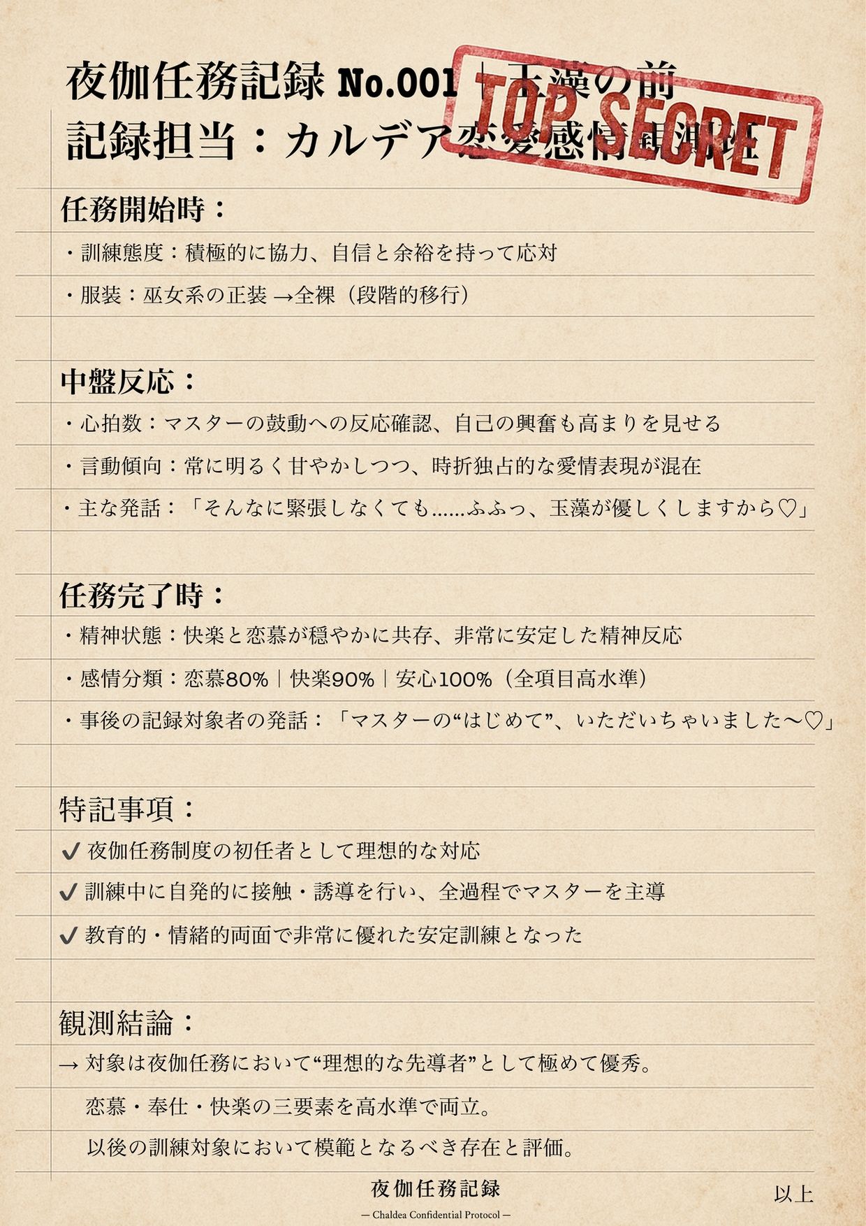 【YOTOGI PROTOCOL】夜伽任務記録＃001_玉藻と本気Hするはなし - サンプル画像 10