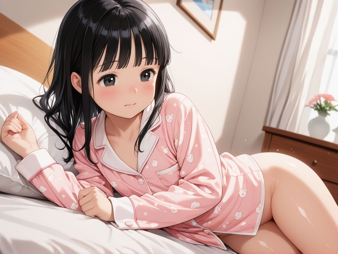 パジャマ少女〜寝る前のおちんぽ時間 - サンプル画像 1