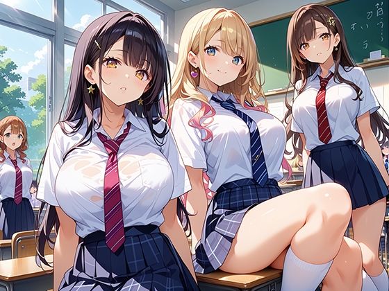 性実践学園_暇さえあれば教室でイケてる女子たちがFUCKを求めてくる - サンプル画像 1