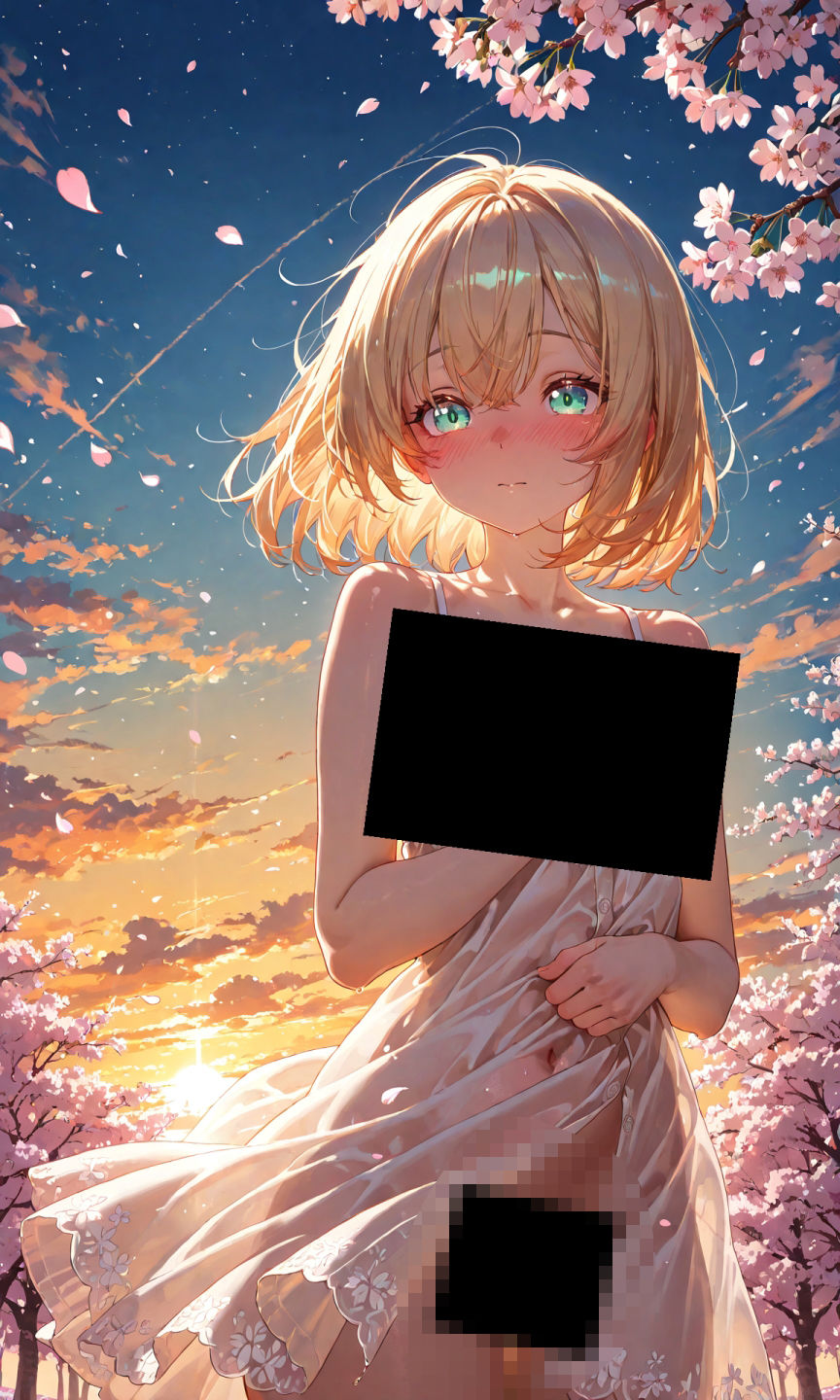 金髪貧乳美少女のえっちな写真集vol.25〜春の晴れた夕方の川編〜 - サンプル画像 5