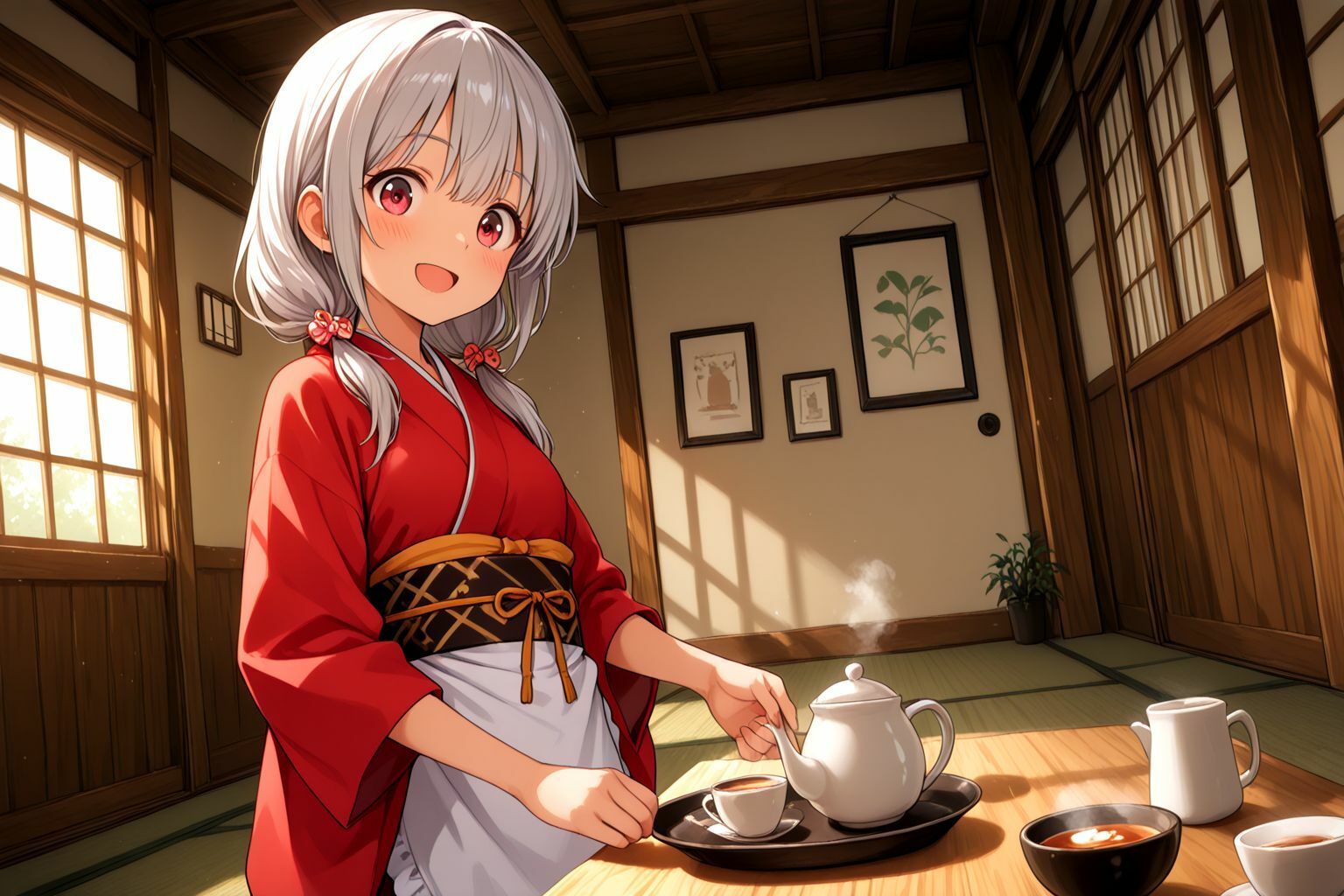 ミックスガールズコレクションちっぱい和服美少女と休憩中にお店でイチャイチャセックス - サンプル画像 2