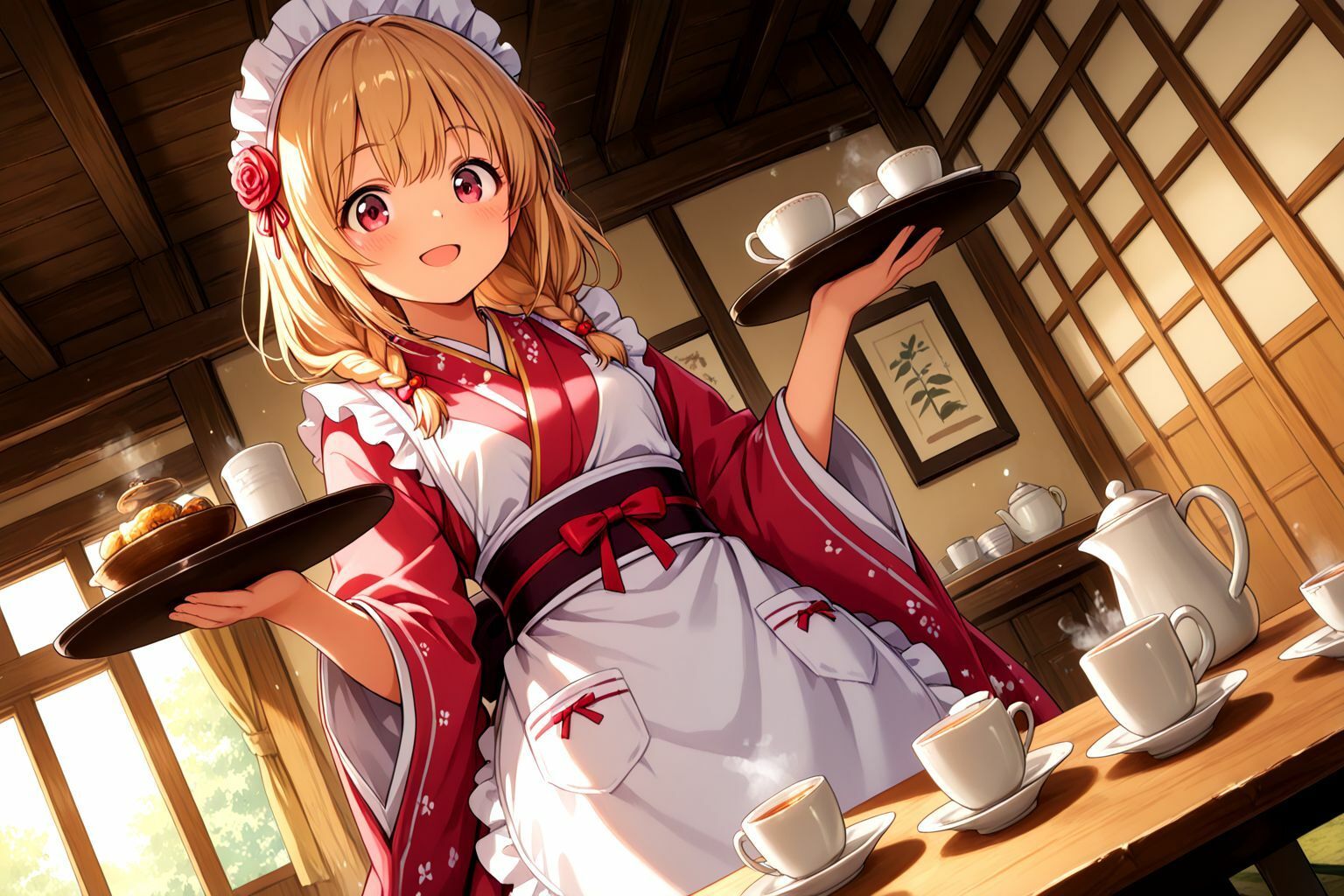 ミックスガールズコレクションちっぱい和服美少女と休憩中にお店でイチャイチャセックス - サンプル画像 3