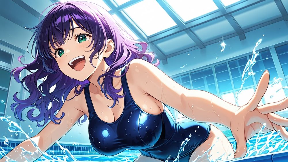 金髪＆紫髪の爆乳問題児たちを教師がスク水孕ませ特別指導【4K】 - サンプル画像 4