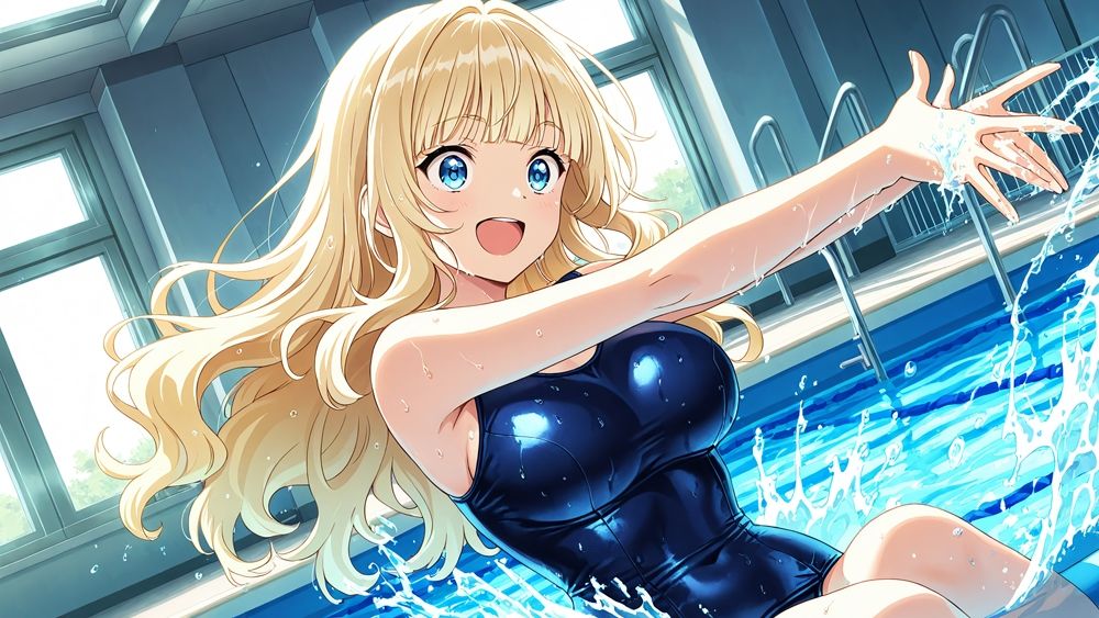 金髪＆紫髪の爆乳問題児たちを教師がスク水孕ませ特別指導【4K】 - サンプル画像 5