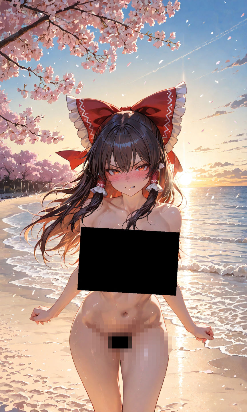 霊夢ちゃんのえっちな写真集vol.2〜春の晴れた朝の海編〜 - サンプル画像 3