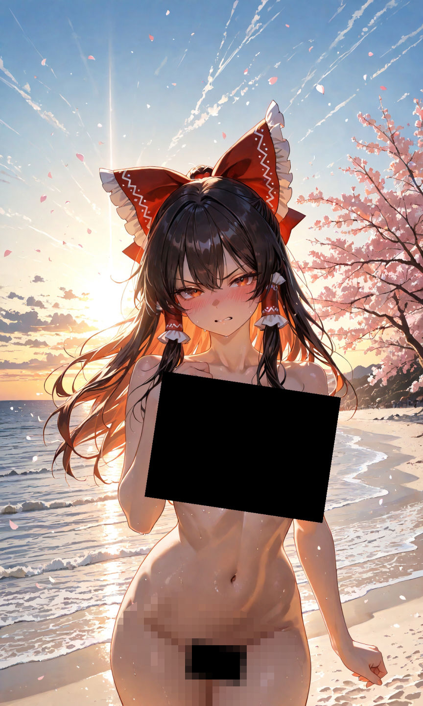霊夢ちゃんのえっちな写真集vol.2〜春の晴れた朝の海編〜 - サンプル画像 5