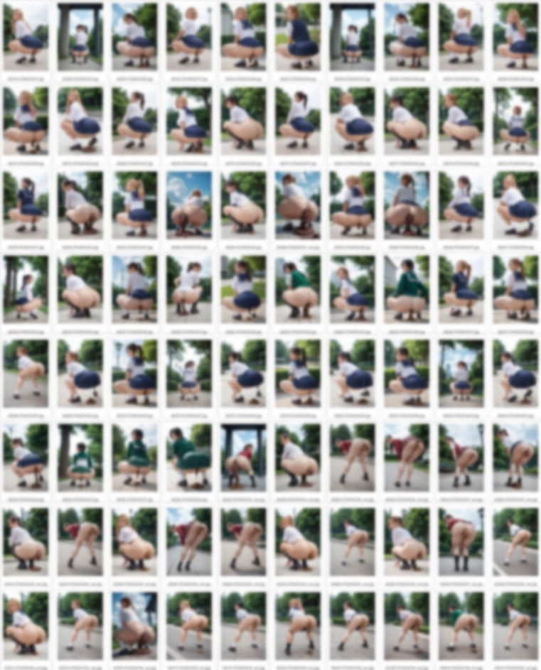 密着！制服ギャルたちの脱糞〜公園編〜（写実風イラスト、全341枚） - サンプル画像 4