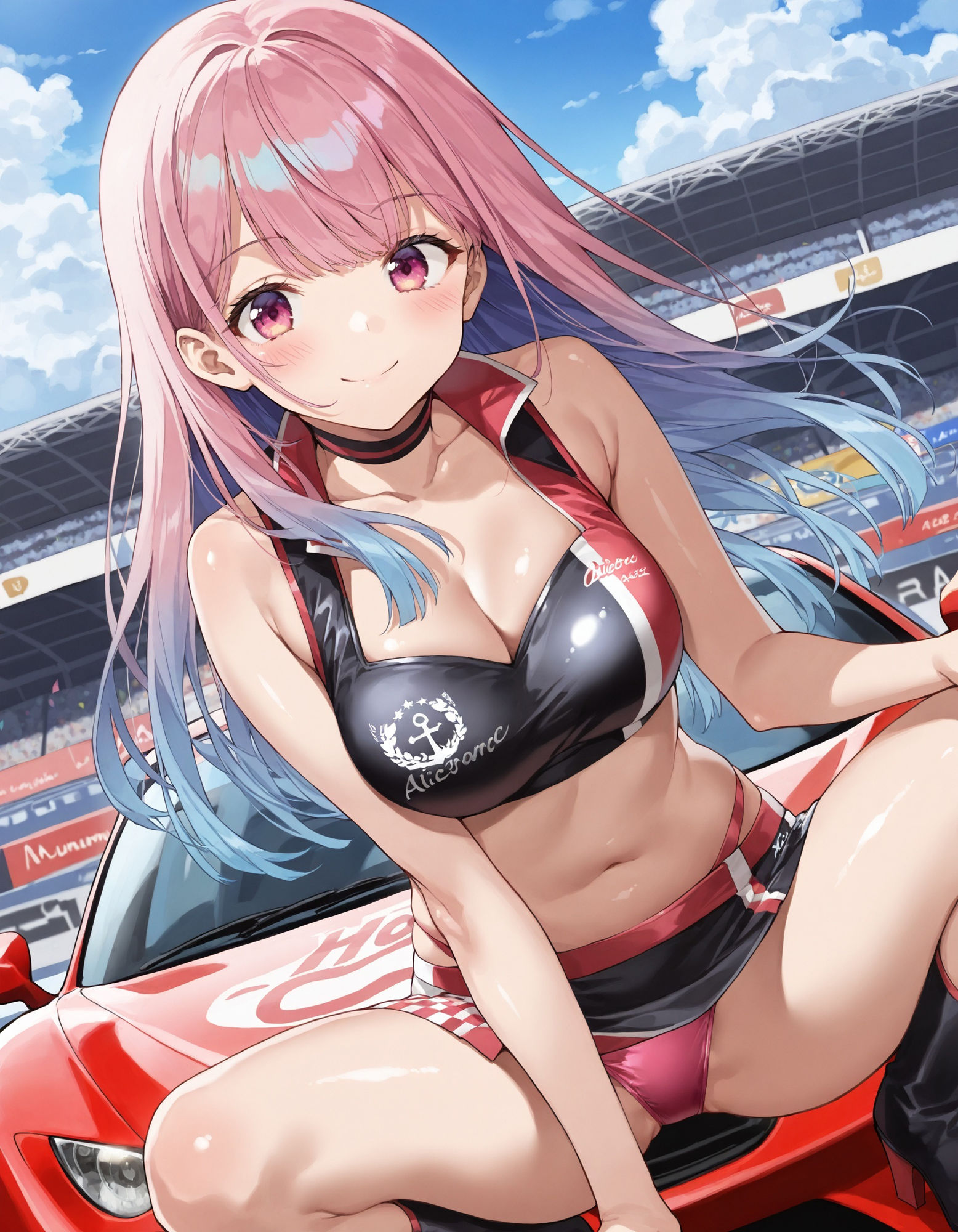 レースクイーンのしゃがみパンチラ - サンプル画像 5