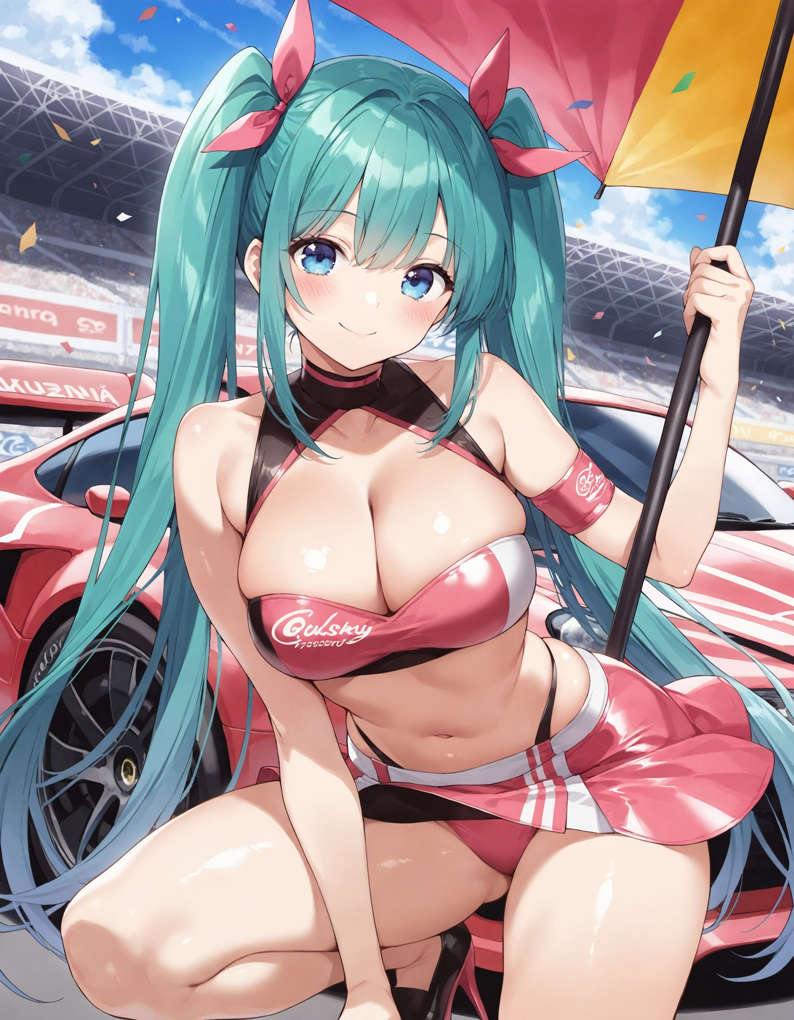レースクイーンのしゃがみパンチラ - サンプル画像 6