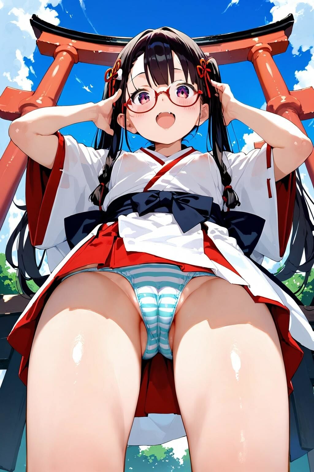 はじめてのエッチごっこ メガネ少女×巫女 - サンプル画像 2
