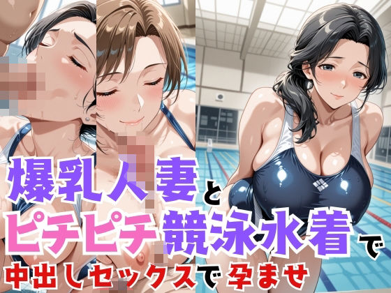 爆乳人妻とピチピチ競泳水着で中出しセックスで孕ませ