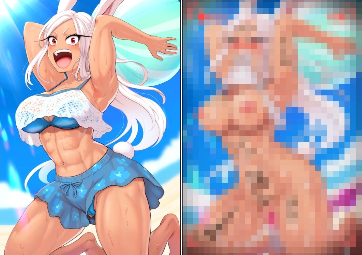 ラビットヒーローが水着でエロ顔を晒すCG集 - サンプル画像 1