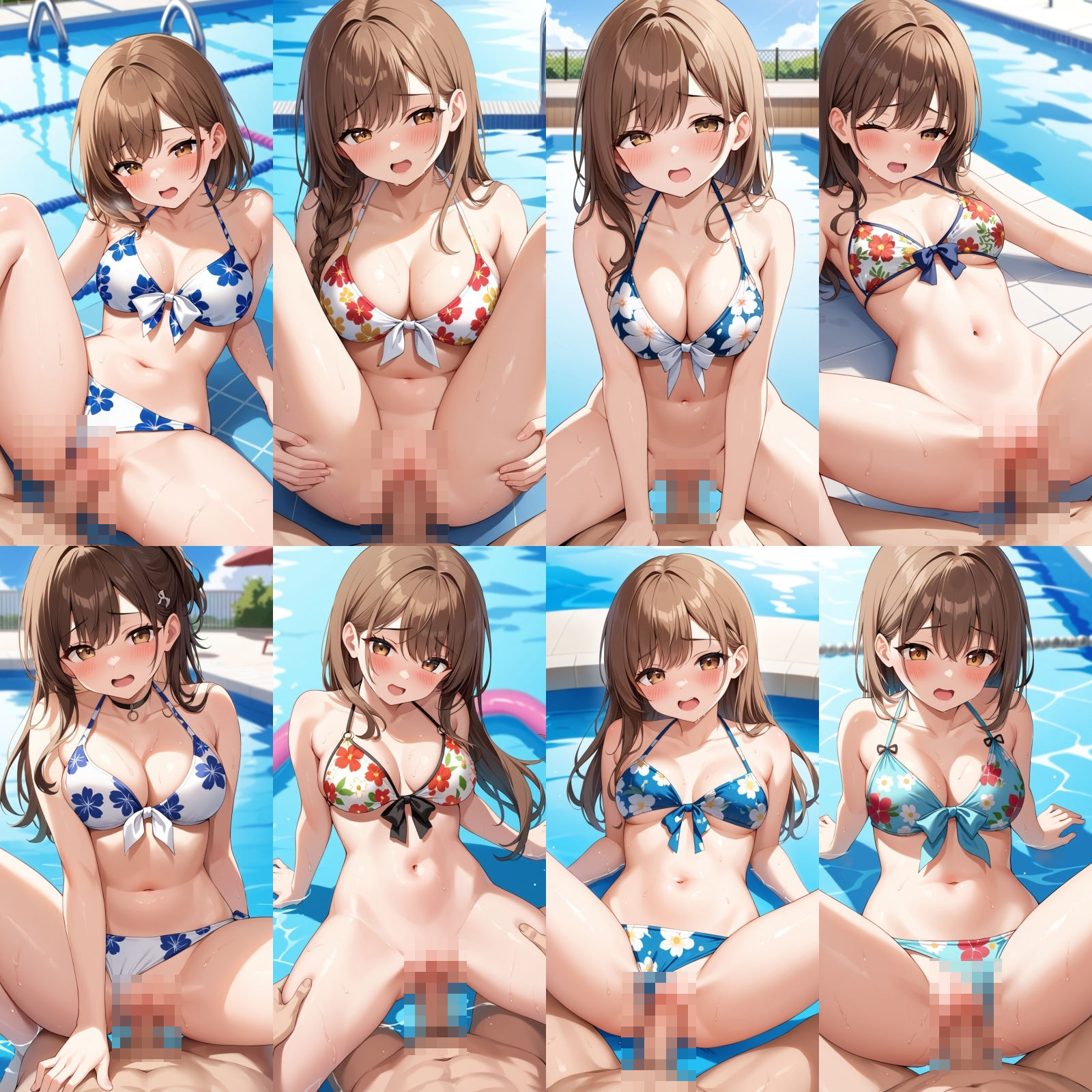 貸し切りプールで花柄ビキニエッチ【500枚】 - サンプル画像 4