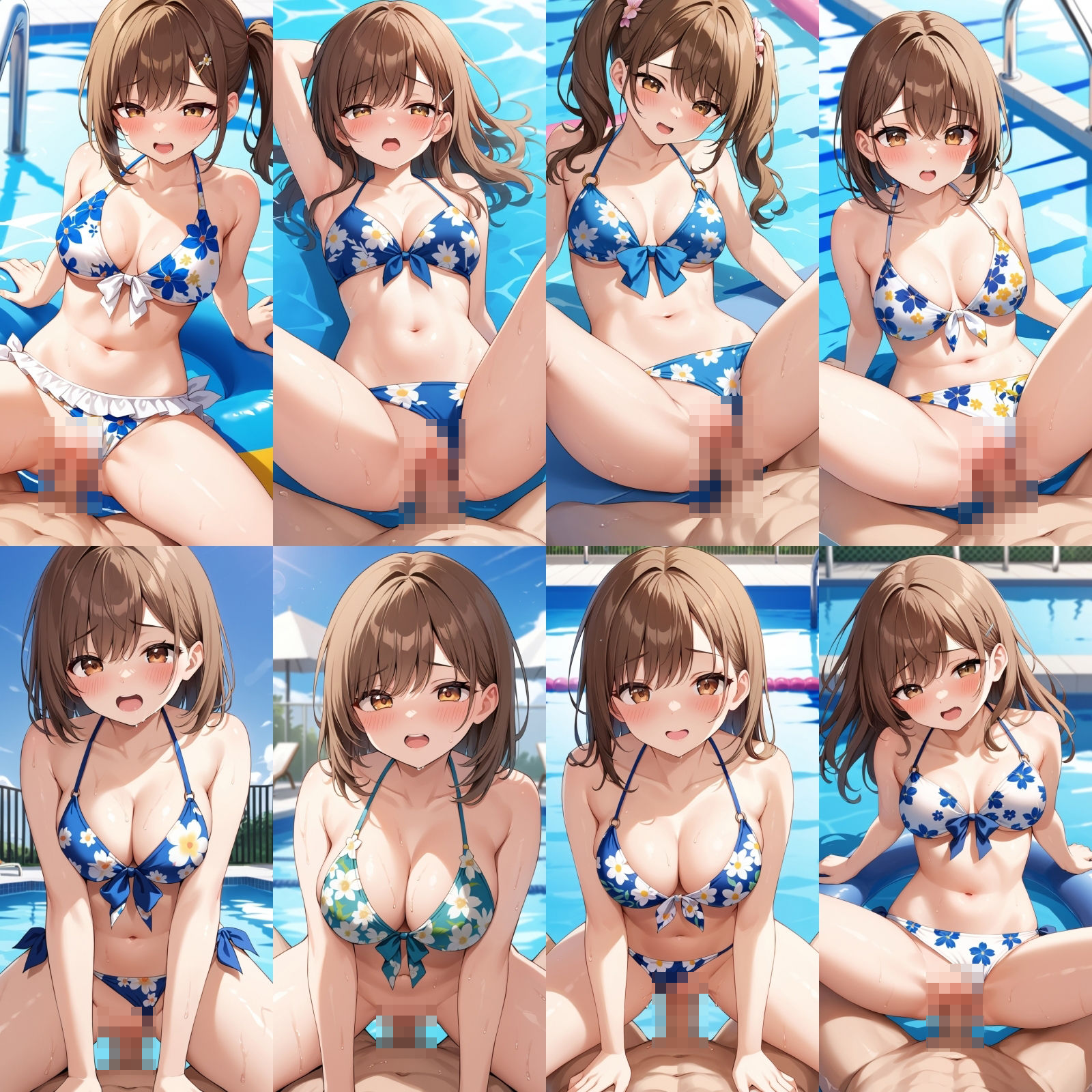 貸し切りプールで花柄ビキニエッチ【500枚】 - サンプル画像 5
