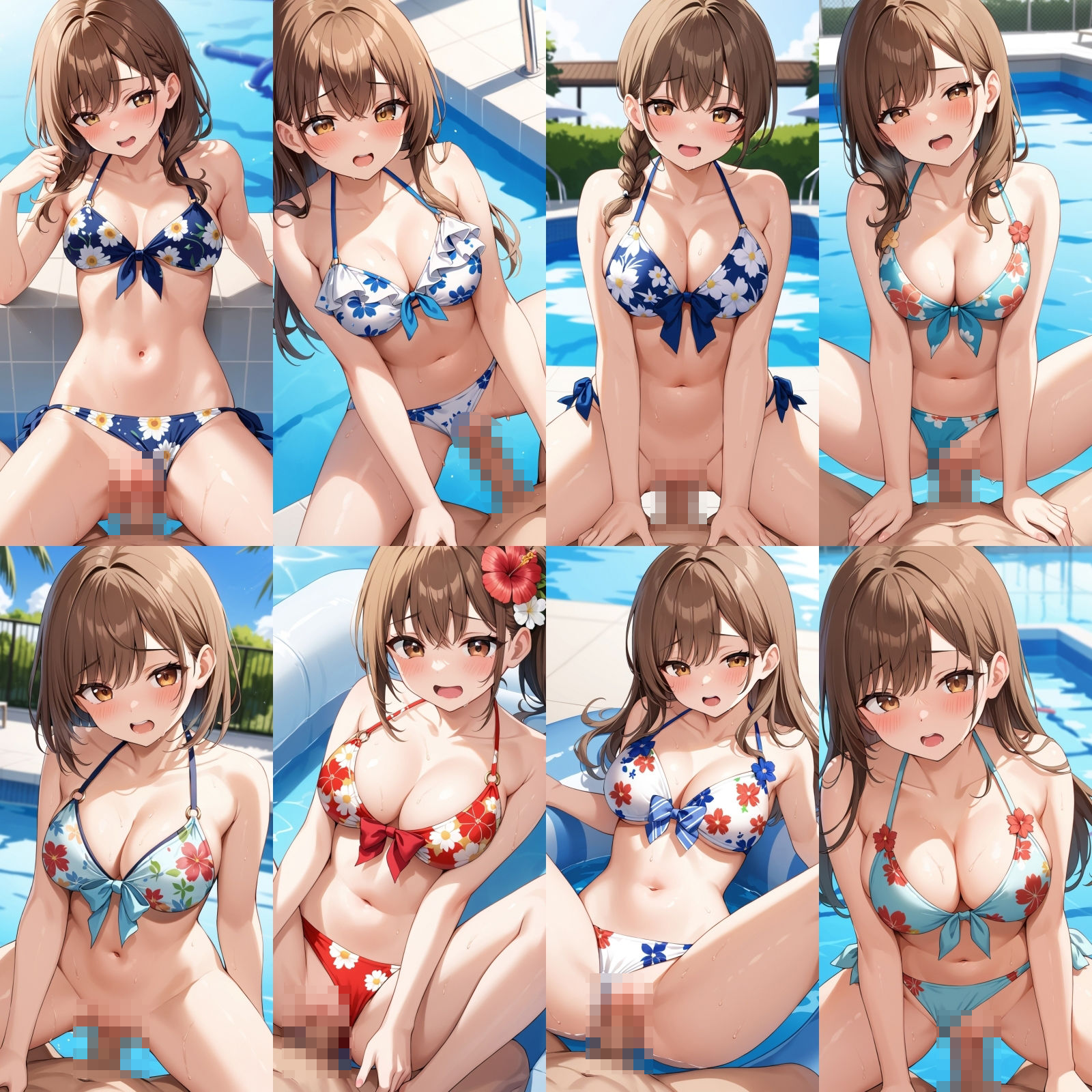 貸し切りプールで花柄ビキニエッチ【500枚】 - サンプル画像 6