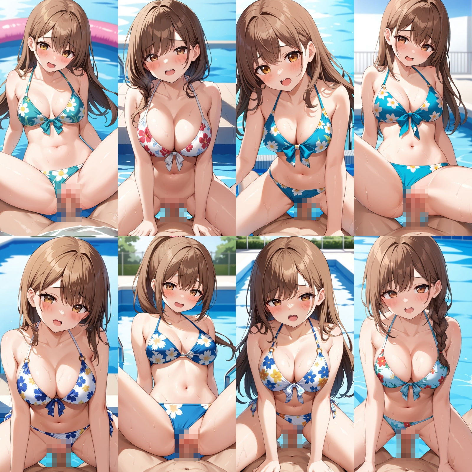 貸し切りプールで花柄ビキニエッチ【500枚】 - サンプル画像 8