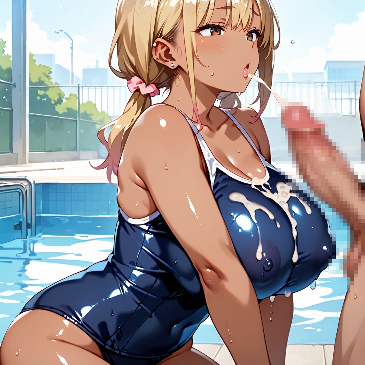 黒ギャル爆乳スク水！中出しセックス！パート3 - サンプル画像 9