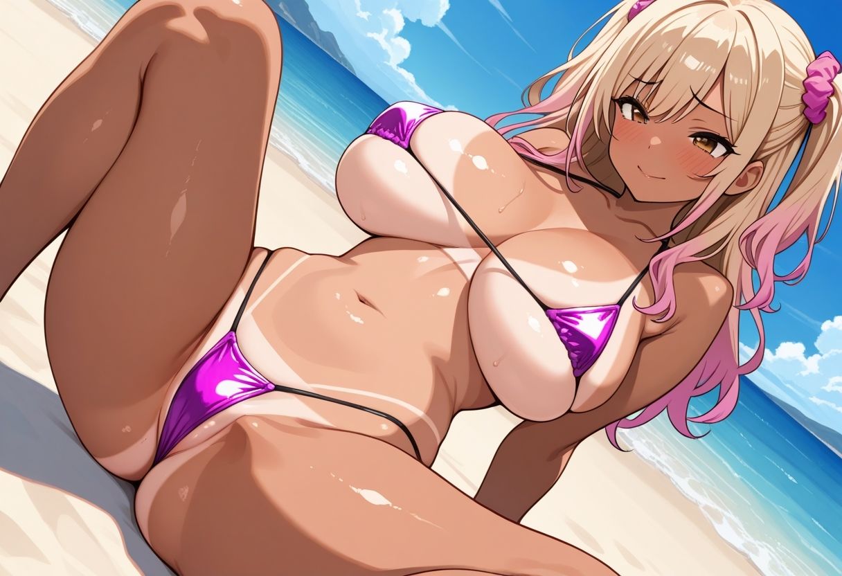 黒ギャルグラビア〜ハメ撮り旅行記〜南国ビーチ編 - サンプル画像 1