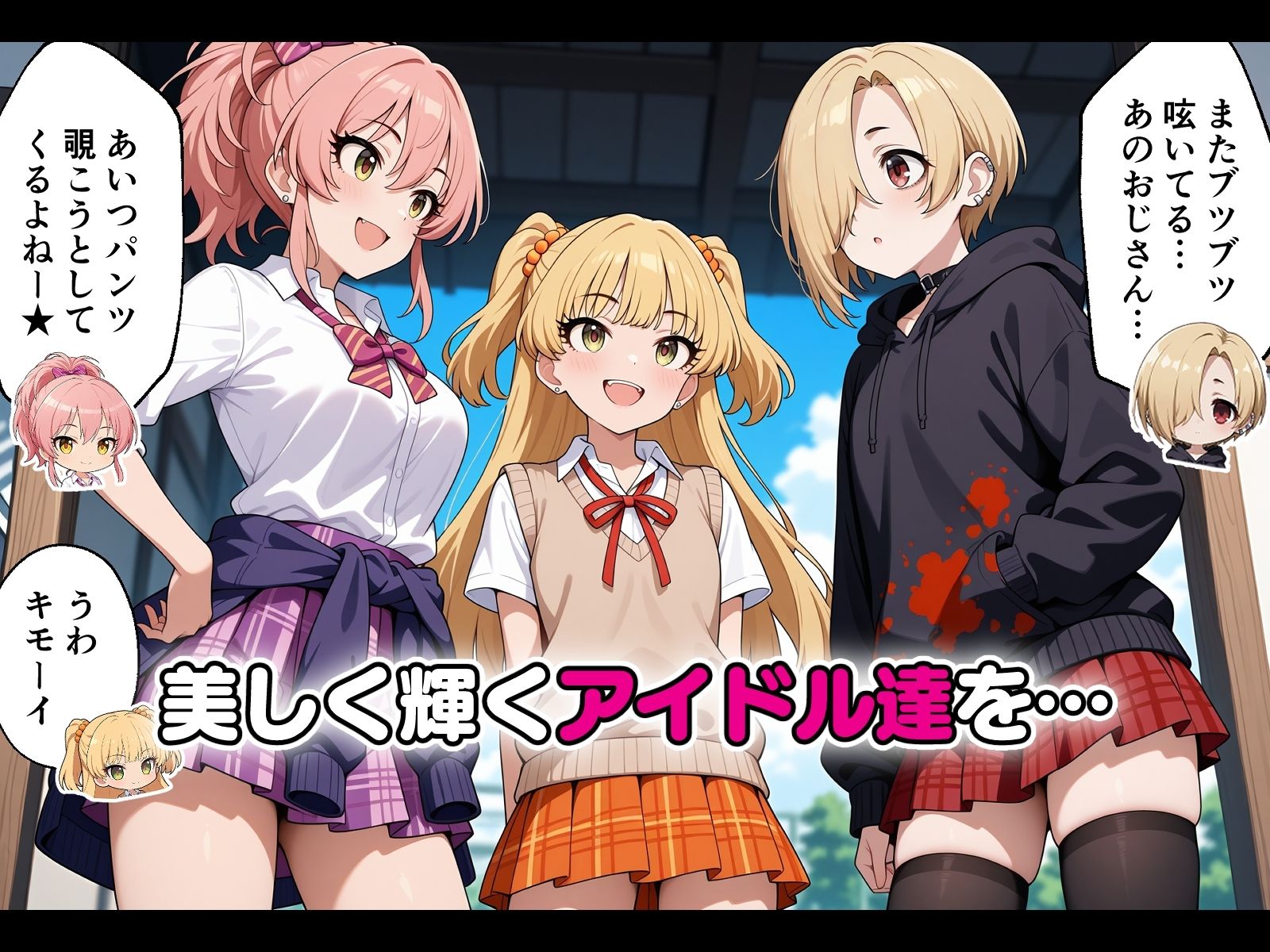 アイドル達を催〇アプリで寝取って孕ませてみた 城◯崎美嘉 城◯崎莉嘉 白◯小梅 - サンプル画像 1