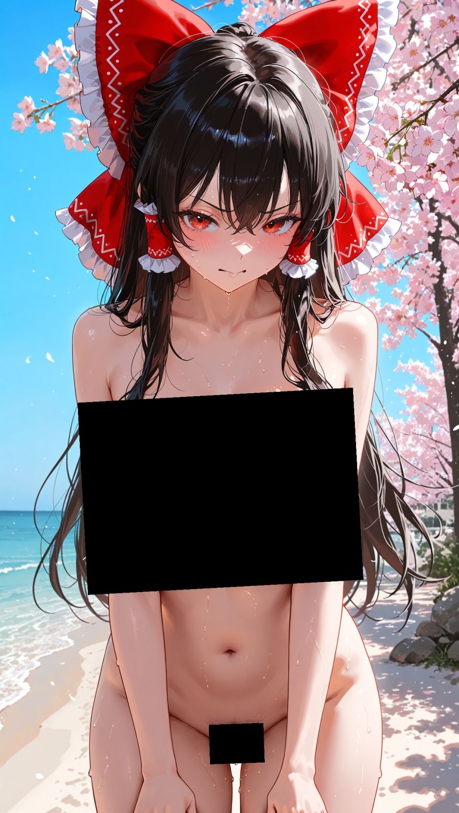 霊夢ちゃんのえっちな写真集vol.3〜春の晴れた朝の海編〜 - サンプル画像 1