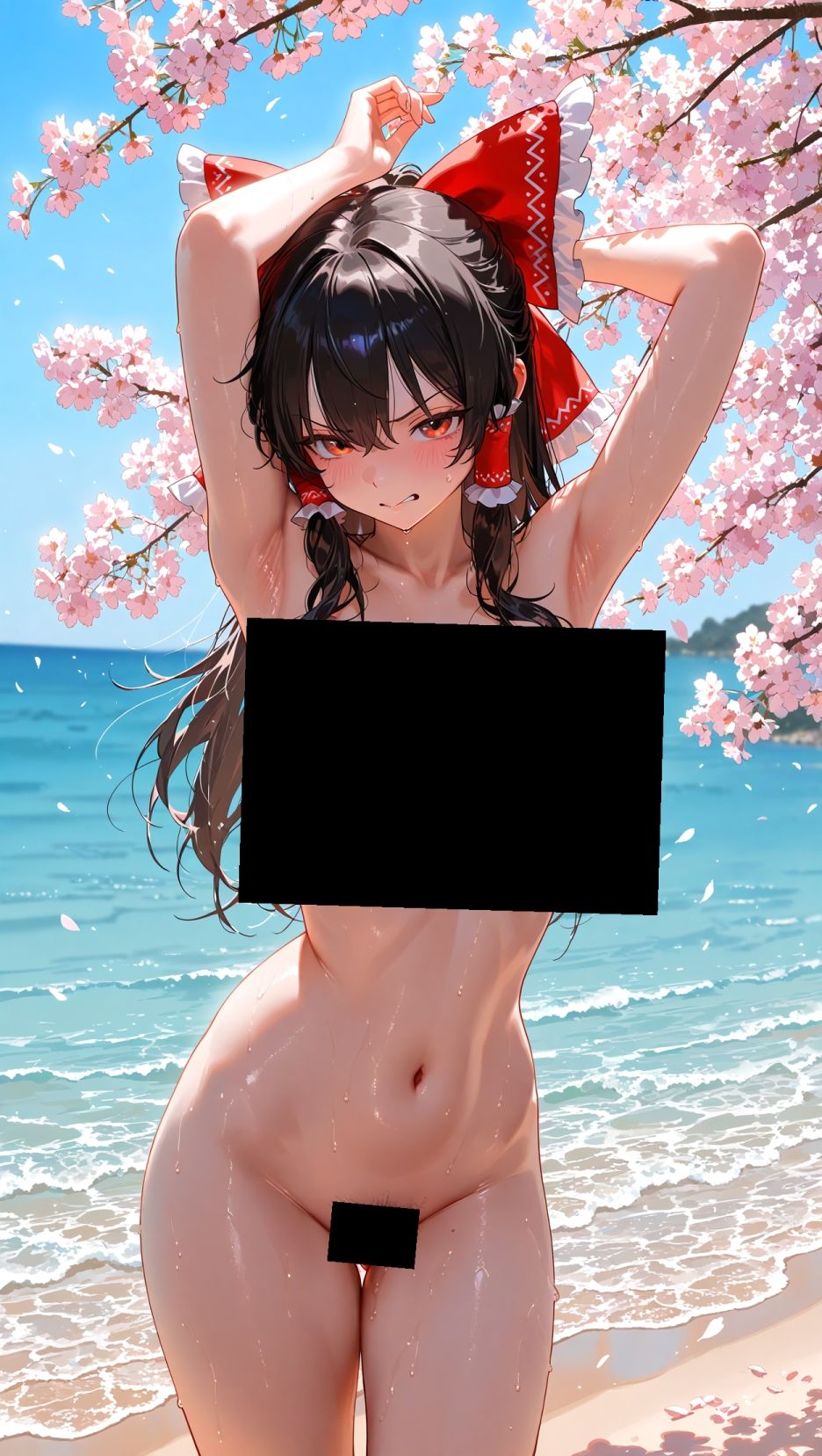 霊夢ちゃんのえっちな写真集vol.3〜春の晴れた朝の海編〜 - サンプル画像 2