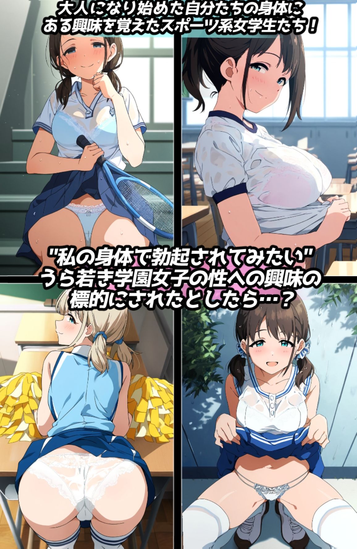 露出＆下着見せつけフェチ特化 2020年代アニメ作画特集 下着を見せつける女の子たち その2 スポーツ少女編 -500枚を撮影- - サンプル画像 2