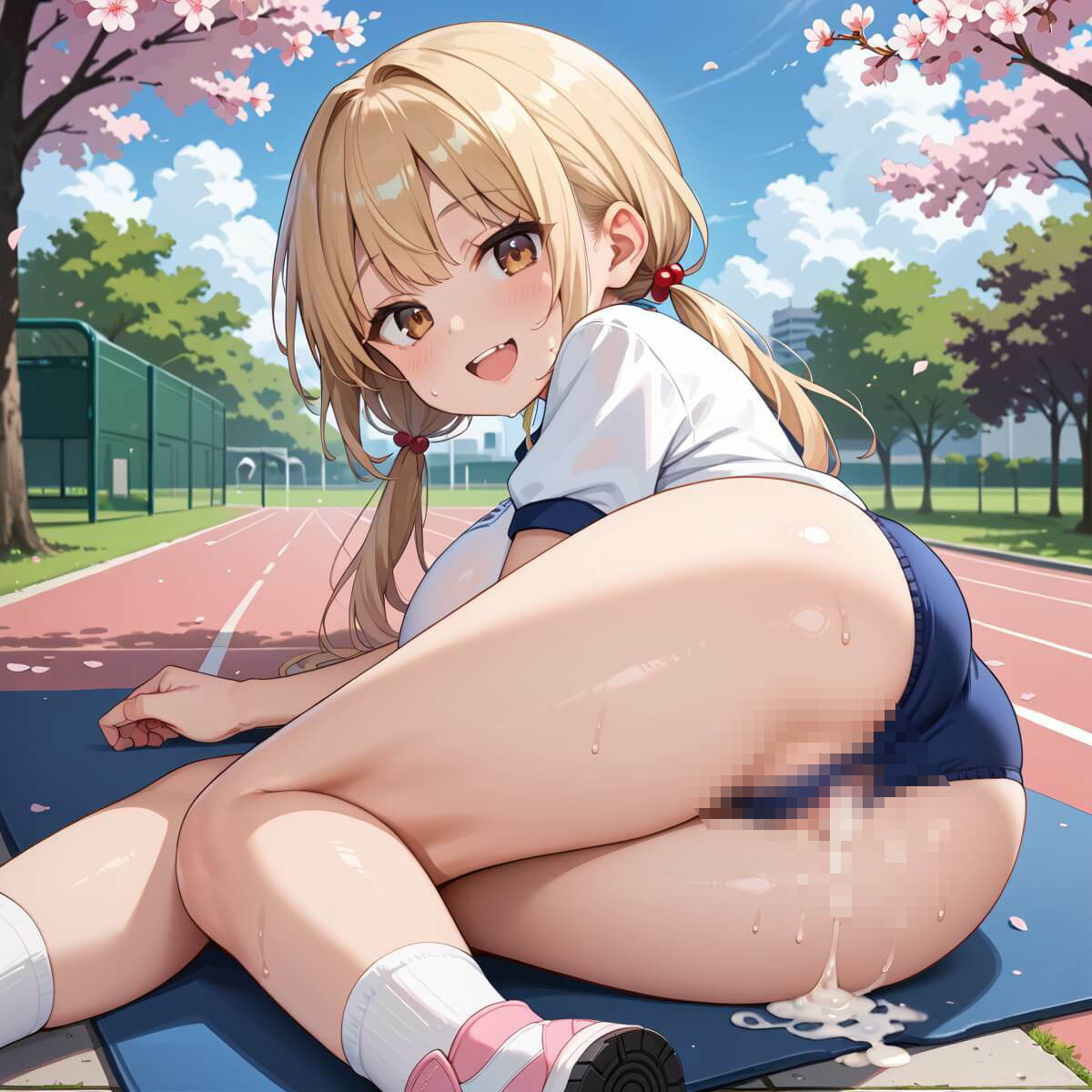 桜舞うグランドでブルマ少女でエッチ！たっぷり200枚★ - サンプル画像 7